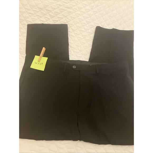Haggar Men’s E-CLO™ Stria Dress‎ Pant Black Flat Front 42x29 Comfort Waist - Picture 1 of 5